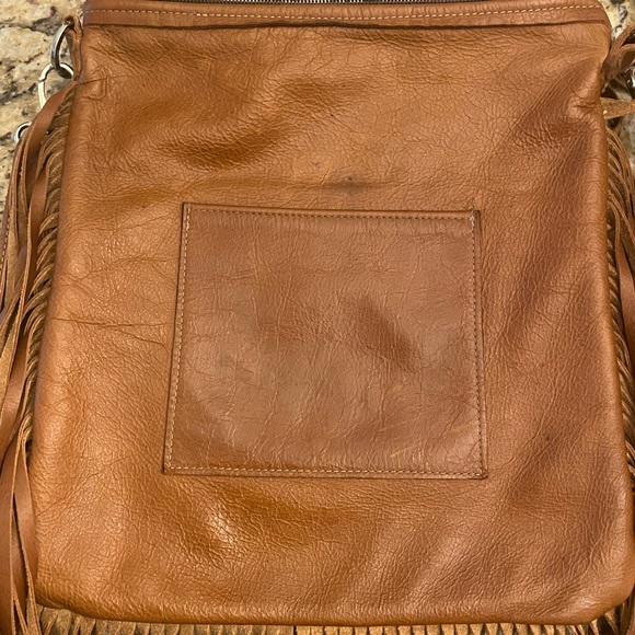 Handmade leather fringe Pendleton wool crossbody purse - Picture 3 of 5